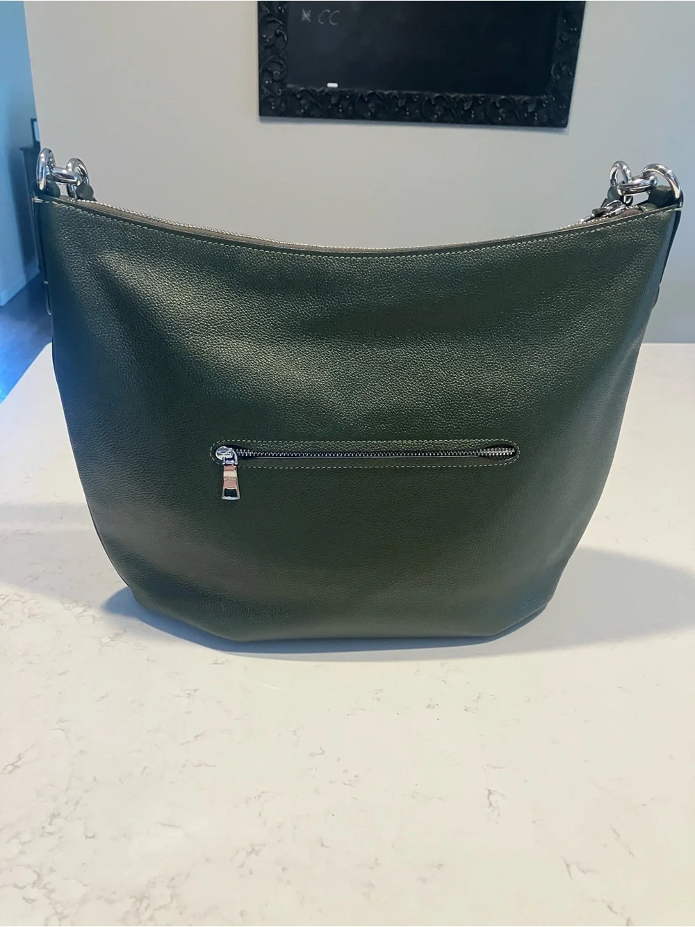 Coach Skylar Cargo Green Pebbled Leather Hobo Shoulder Bag